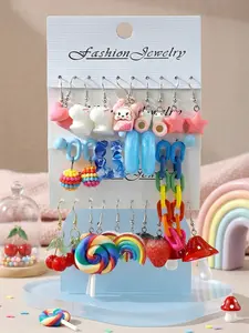 30pcs Unique Design Fun Dangle Earrings Set, Resin Acrylic Daily Personal Accessories, Casual Style, All Seasons, No Choking Hazard