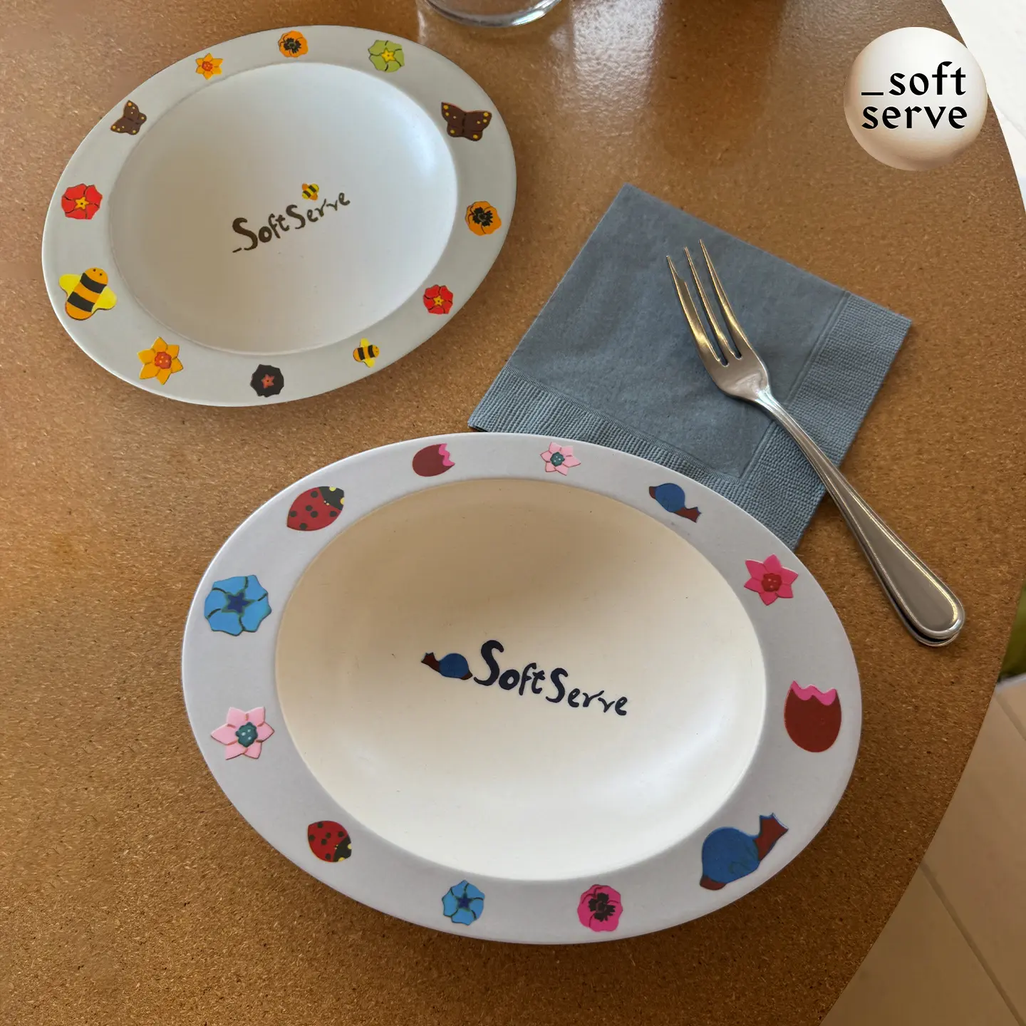 SoftServe "Butterfly and Snail" & "Antique Floral" bamboo fiber Egg Bowl, Shatter-Resistant Tableware