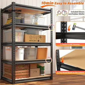 New store discount Storage Shelves 5 Tier Garage Shelving Load 1520LBS Garage Storage Shelves, Shelving Units and Storage Adjustable Heavy Duty Shelving Utility Rack Shelf for Pantry 59.8" H x 27.6" W x 11.8" D
