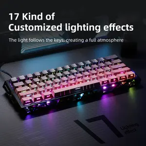 This black and pink open-back 61-key mechanical keyboard features multiple RGB lighting options and allows for customizable lighting designs. It combines aesthetics and practicality, and offers excellent value for money.