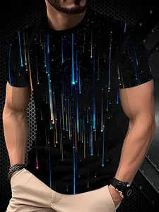 Men's Casual Sporty 3D Print T-Shirt, Vibrant Street Style Design, Breathable Round Neck, Cool Gift, Artistic Fashion, Daily Wear