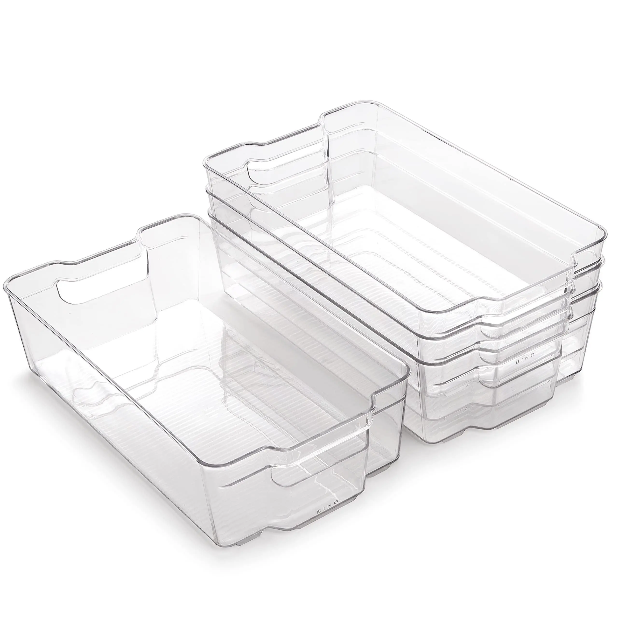 | Stackable Storage Bins  X-large - 4 Pack The Stacker Collection Clear Plastic Organization Containers For Pantry & Fridge Multi-use Organizer Bin