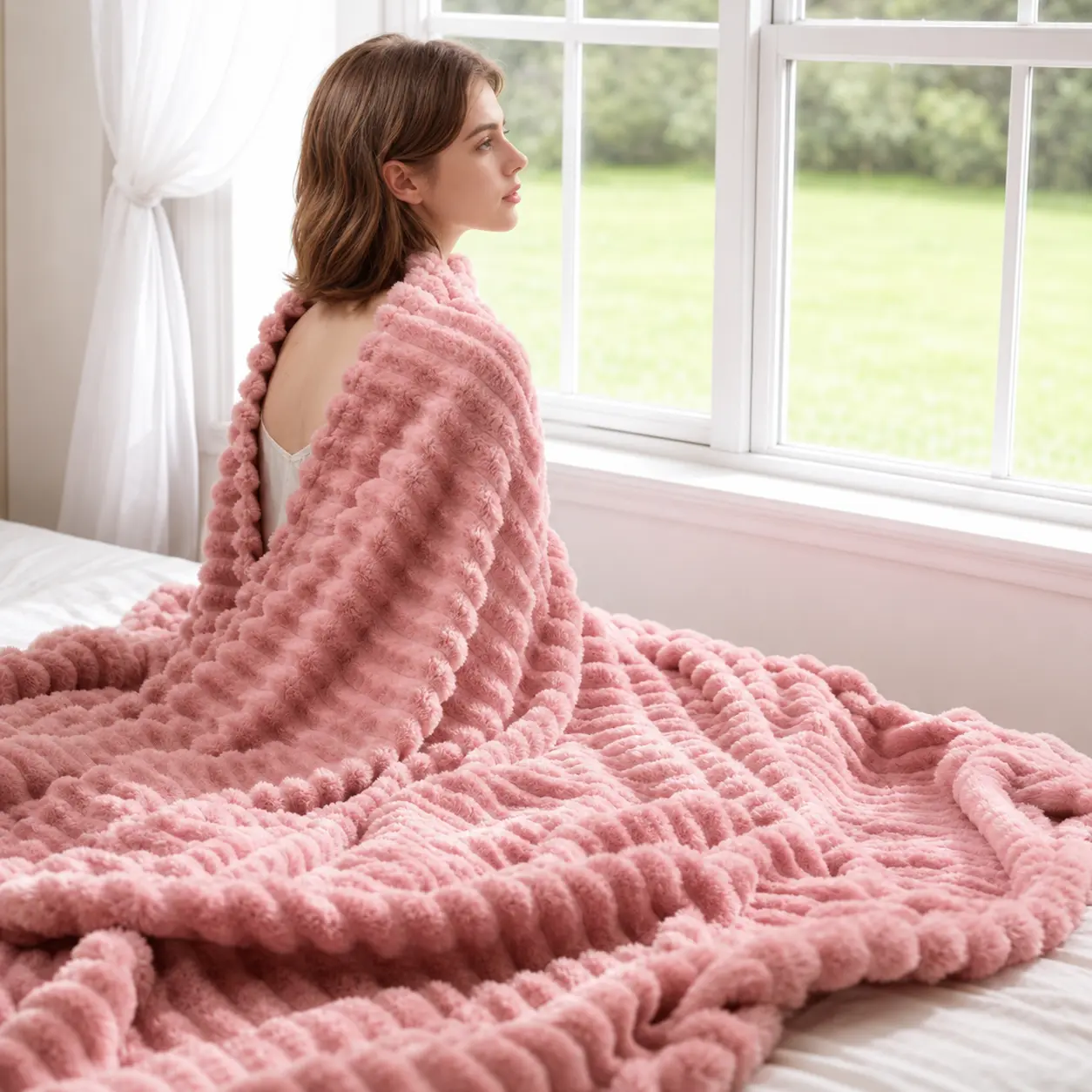 Luxury CloudSoft Faux Fur Throw Blanket, Super Soft Fluffy Plush Blanket, Warm Cozy Couch Blanket Gift for Women