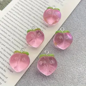 10pcs pink peach shape DIY pendant decoration beads, necklace bracelet earrings y keychain making materials, Fashionable Charms