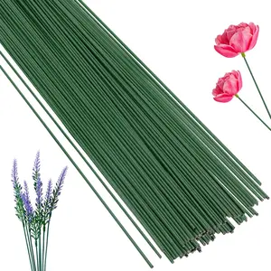 100 count Floral Stems Wire for Paper Flower,14 Inch 2 Gauge Dark Green Floral Stem Wire,Crafting Floral Stem for Flower Arrangements DIY,Bouquet Stem Wrapping and Crafts