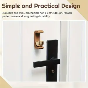 Natural Wood & Brass Magnetic Mechanical Doorbell with Wind Chime, Battery-Free Dopamine Bell, Elegant Home Decor for Bedroom and Entrance