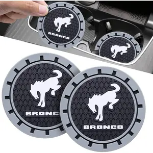 Car Cup Holder Coaster for Ford Bronco Interior Accessories Recessed Silicone Cupholder Coaster 2.75in 2Pack