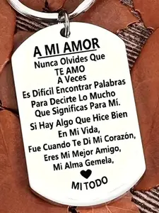 Slogan Pattern Keychain, Stainless Steel Keychain for Men & Women, Fashion Accessories for Daily Use, Trendy All-match & Exquisite Keychain for Birthday Gift