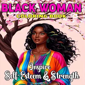 Black Woman Coloring Book: Inspire Self-Esteem & Strength - 70 Unique Portraits for Creative Outlets & Self-Love Journeys Soft Cover Beige Diverse Bamboo Cloth