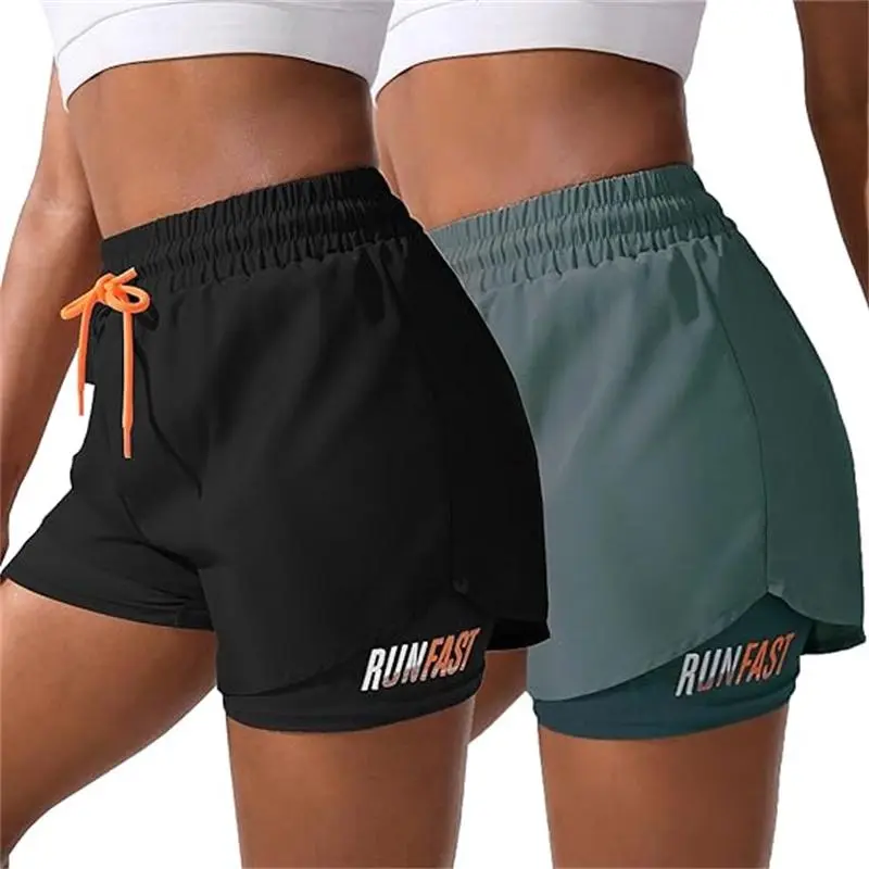 Women's Sports Shorts Quick-Drying Double-layer Sports Short Leggings Breathable Anti-Exposure 2 in 1 Workout Shorts athletic