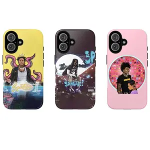 Rap Album Cover Tough Phone Case, Hip Hop Aesthetic Shockproof Drop Protection, Trendy Cartoon Rapper Art Design Protective Cover for iPhone 11 12 13 14 15 16 17 Pro Max Plus