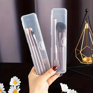 1pc Transparent Portable Dustproof Storage Case, Travel Makeup Brushes Organizer