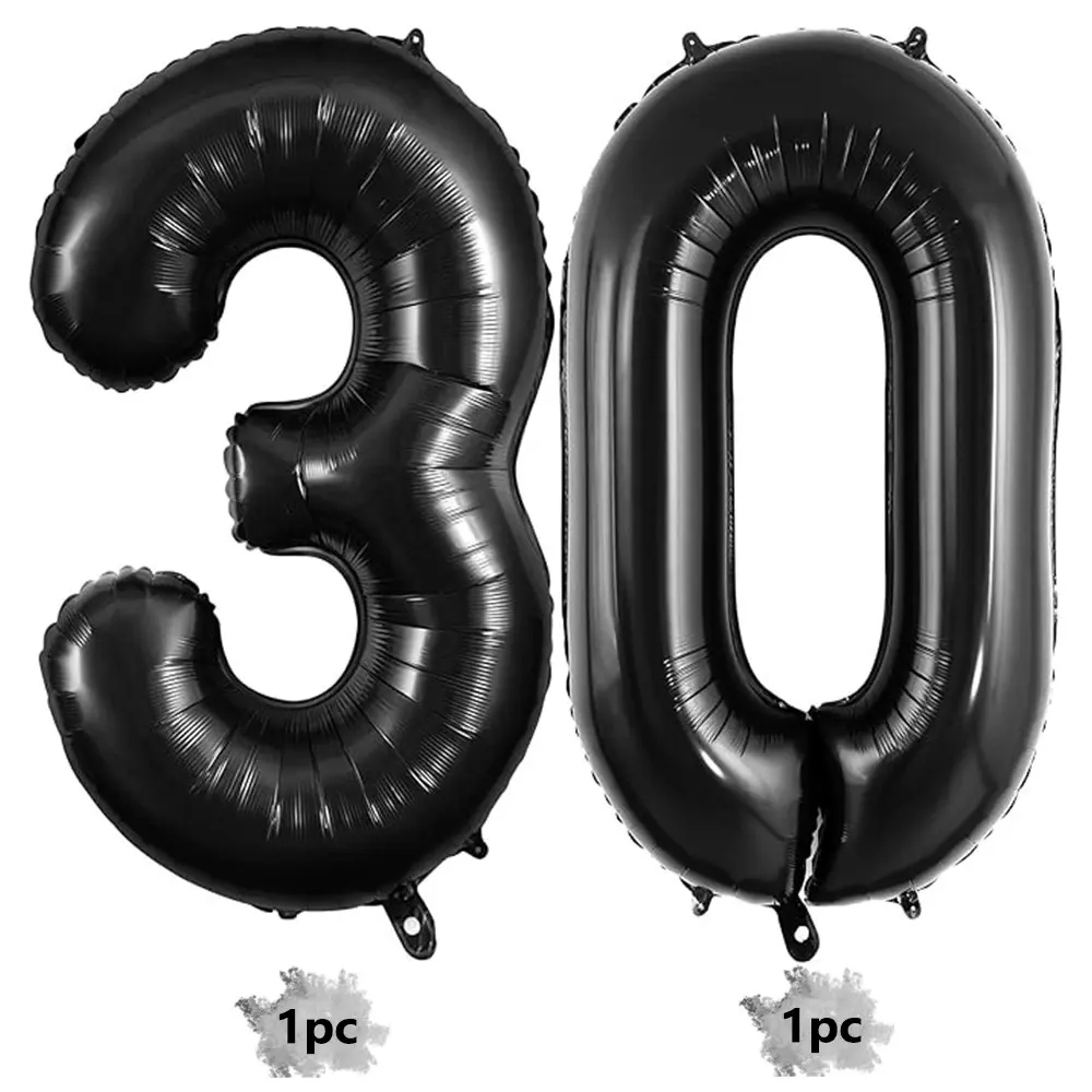 2pcs 40 Inch Digital Aluminum Foil Balloons, 30th Birthday Balloons for Men and Women, Unisex Decoration, Anniversary Party Decorations, Balloon Party Supplies, Balloon Set