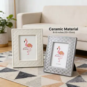 Elegant ceramic 4x6 photo frame showcases cherished memories.Desk art frame for wall hanging as home decoration.Gift for bride, couples or friends