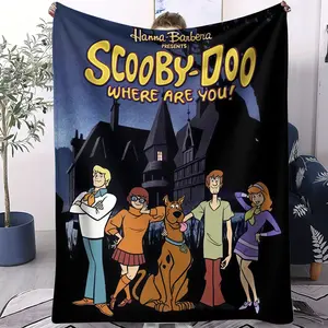 Scooby-Doo Theme Throw Blanket for Sofa and Bedroom, Multi-Functional Travel Fleece Blanket for Teens, Perfect Gift for Kids and Youth