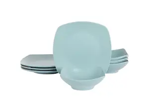 Gibson Home Zen Buffetware 8 Piece Fine Ceramic Dinnerware Set In Matte Arctic Blue