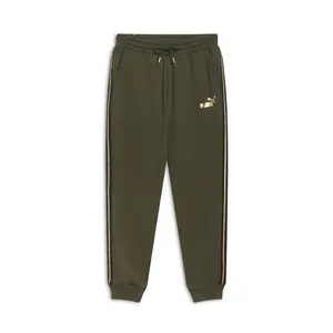PUMA Mens Essentials Tapered Minimal Gold Fleece Sweatpants Casual Drawstring - Green