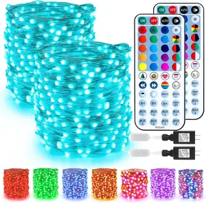 BrizLabs Fairy String Lights -66ft 200 LED Color Changing Fairy Lights with Remote, Plugin Red White Blue Twinkle Light Rainbow Firefly Starry Light for Xmas Tree Halloween July 4th Easter