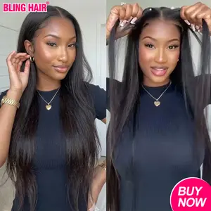 Bling Hair Glueless Wig 9x6 7x5 6x4 Real Human Hair Wigs 150% Density Bone Straight Wig HD Transparent Pre Cut Lace Closure Wig Easy To Go No Glue Need Natural Color summervibes