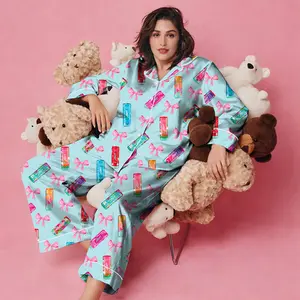 Alani Pajamas Set, Alani Energy Drink Sleepwear, Satin Loungewear For Women, Alani Lover Gift For Her