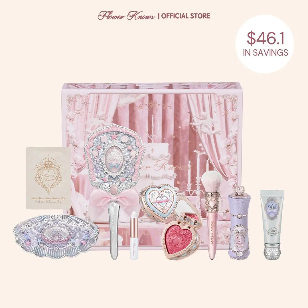Flower Knows Wony Glow Set, 9-Item Nourishing Makeup Kit for Sensitive Skin, Long-Wear Formula with Soft Pink Tones for a Soft Glam Finish, Makeup Kits, Gentle