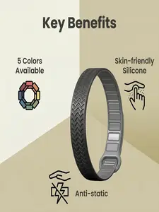 Silicone Magnetic Wristband for Static Relief, Unisex Negative Ion Bracelet, Daily Outdoor Wear, Stylish Accessory for Men and Women