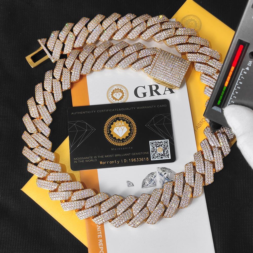 Custom 25MM S925 Sterling Silver Hip Hop Moissanite Cuban Link Chain Thick Miami VVS Cuban Necklace For Men