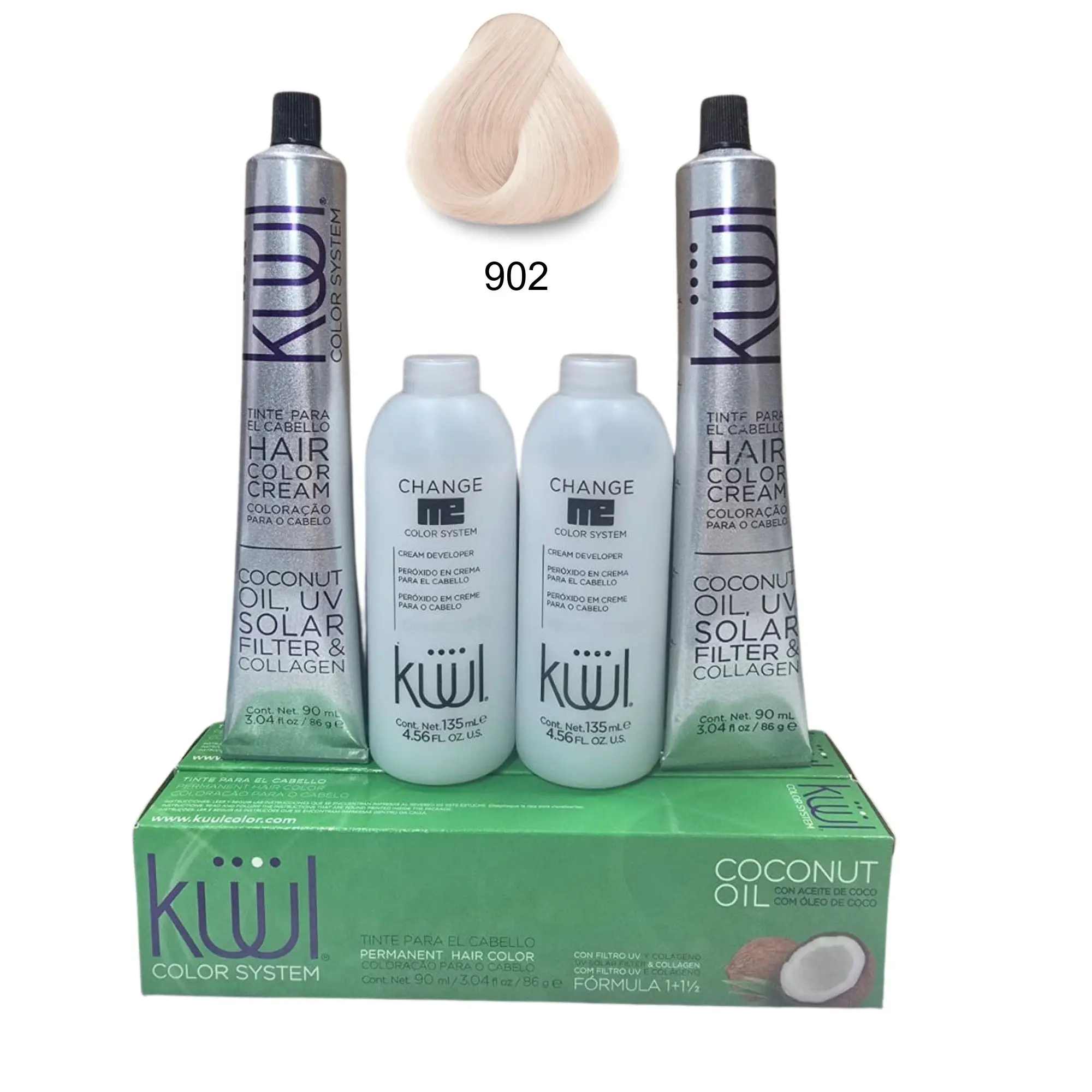 KÜÜL 902 Ultra Light Pearl Blonde Hair Dye Set 2 Dyes 2 Developers for Brightening & Luminous Finish - Lightening