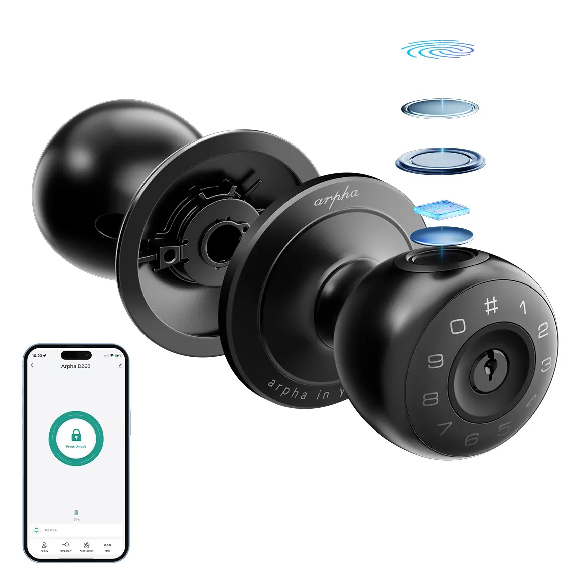 D260/D500 Smart Fingerprint Door Knob Keyless Entry Door biometric Lock with App Control #springtok Temporary Password Advanced Technology Digital Electronic