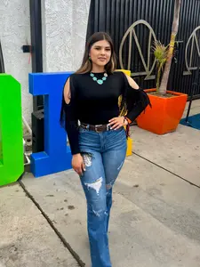 Kaylin Cold Shoulder Fringe Bodysuit (Black)