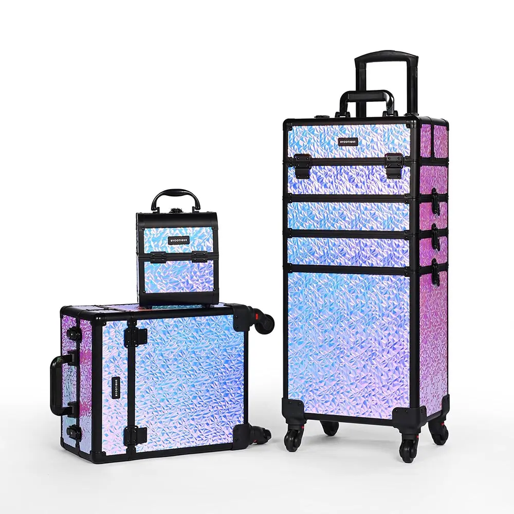 Byootique 3-Piece Makeup Train Case Cosmetic Organizer Kit Artist