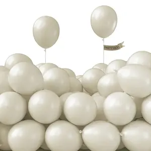 PartyWoo White Sand Balloons 50 pcs 5 Inch Small Mini Beige Cream Ivory Latex Small Mini Balloons for Wedding Bridal Graduation Baby Shower Gender Reveal Safari Birthday Party Decorations White-F12