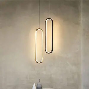 Adjustable LED Hanging Light Ring, Modern North Oval Pendant Lamp, Ambiance Lighting, 3000k/4500k/6000k, Bedroom Wall Stair Corridor Bedside Decor