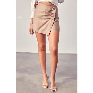 Adrielle Side Ruched Skort - Taupe