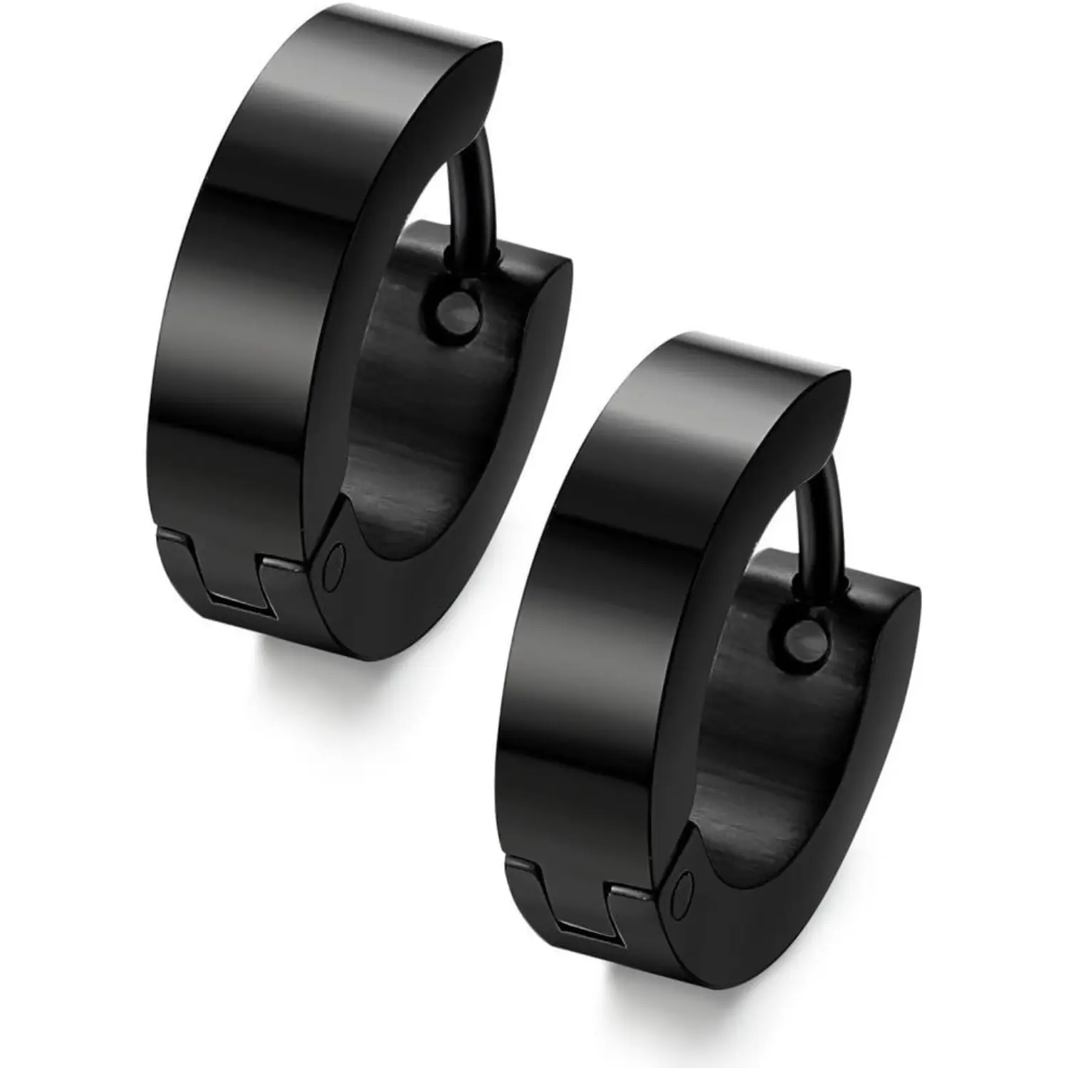 Jstyle Stainless Steel Black Unique Small Hoop Earrings for Men Huggie Earrings 1 Pairs