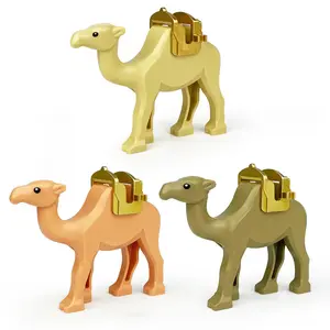 TOOUEE 3 Pack Plastic Camel Animal Figures, Desert Safari Decor Accessories Building Blocks Set Compatible with Major Brands, Birthday Christmas Gift for Friends Family Home Office Party Supplies