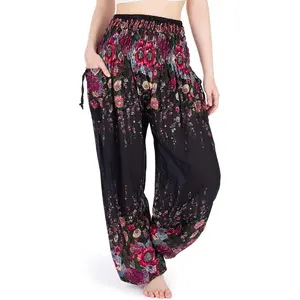Harem Pants Women High Waist Bohemian Yoga Pants with Pockets - Boho Hippie ClothesGift