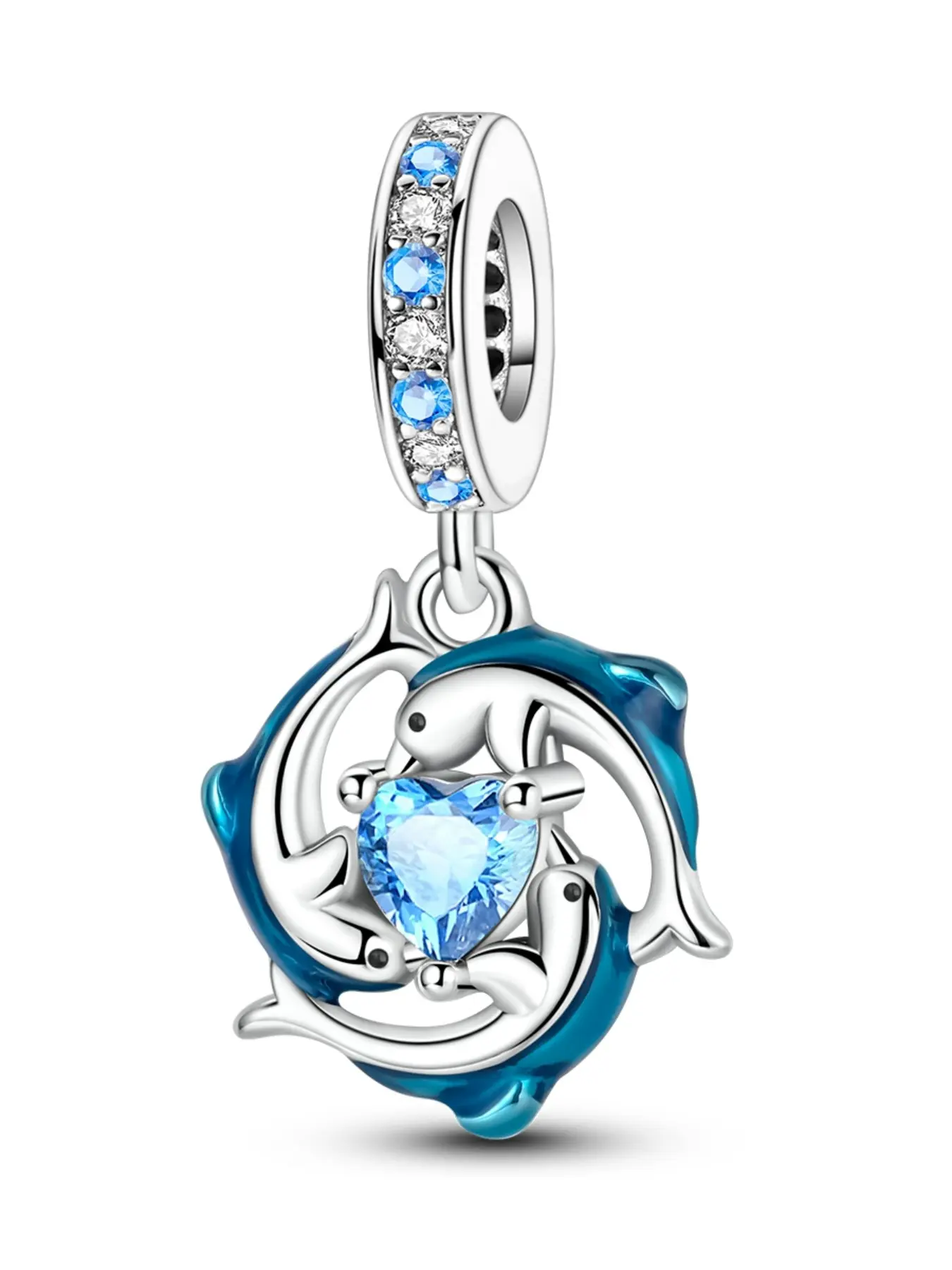 Dolphin Heart Pendant, Animal Pendant, DIY Pendants, Ocean Theme Marine Life Charm DIY Jewelry Accessory, Casual Summer Aesthetic Jewelry Gift for Women, Ladies' Fashion Necklaces