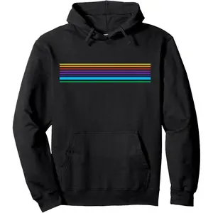 Women's rainbow stripe line art Graphic Hoodie - Long Sleeve Pullover Regular Fit | Soft & Breathable Fabric, Durable Print, Everyday Comfort, Machine Washable, minimalist, retro, vintage casual wear, fashion statement
