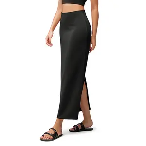 ODODOS Modal Soft Maxi Skirt for Women, Back Slit High Waist Casual Long Pencil Skirts