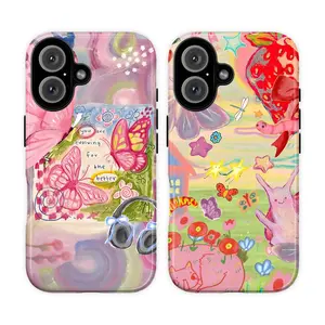 Fairycore Pastel Butterfly Cottagecore Phone Case, Whimsical Garden Ladybug Indie Art Aesthetic Protective Cover, Trendy Gift for Her & BFF Compatible with iPhone 11–17 Pro Max & Samsung S21 S22 S23 S24| LUMN Studio