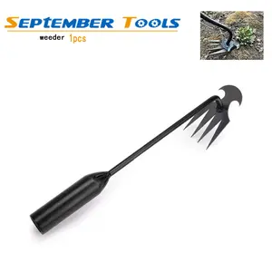 1pcs Weed Pulling Tool, Uprooting Weeding Tool, Gardening Tools, Hand Weeder Garden Weeding Puller with Handle Tools, 4 Teethes Dual Purpose Weeder for Garden Yard Farm Weed Removal