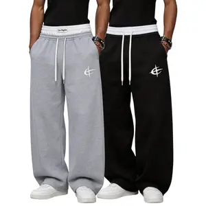 Men’s faux two-piece patchwork drawstring casual sweatpants with unique print, straight-leg, loose fit, versatile long pants for street style Short Beige Plain Trouser Menswear Tractor Stylish Day Pocket