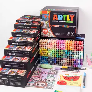 Acrylic Paint Markers Brush Tip, Direct Liquid Multi-Color Acrylic Markers with Automatic Ink Control System, Waterproof Acrylic Paint Pens for Painting,Wood, Canvas, Glass, Stone, Fabric, DIY Crafts, Art Supplies