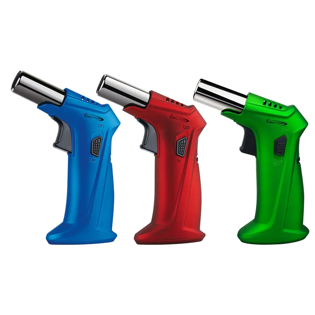 Vector Clash Jet Torch Table Lighter - Blue Red & Green Colors - Wind Resistant 2600°F Heat - Altitude Tested Up to 12000 Feet - Compact Lightweight Portable Design