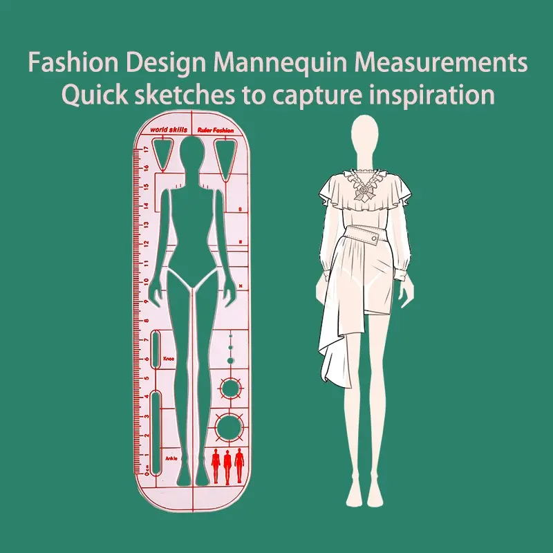 Fashion Design Human Template Ruler, Fashion Technology Skills Competition Template Ruler, Clothing Design Tool, Proportional Drawing Aid