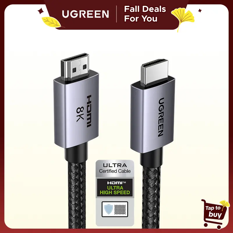 UGREEN Certified Ultra High Speed 8K HDMI 2.1 Cable (48Gbps, 6.6FT) - Aluminum PC Gaming Setup Accessory for Gamers, 4K@240Hz/120Hz, 8K@60Hz, HDR Support, HDCP 2.2&2.3, eARC Compatible with PS5/Blu-ray/Roku TV, Cables & Accessories,falldealsforyou