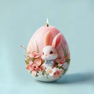 Easter Egg Rabbit Candle Silicone Mold, Adorable Bunny Flower Embossed Aromatic Aromatherapy Mold, Perfect for DIY Crafts, Decoration and Home Decor
