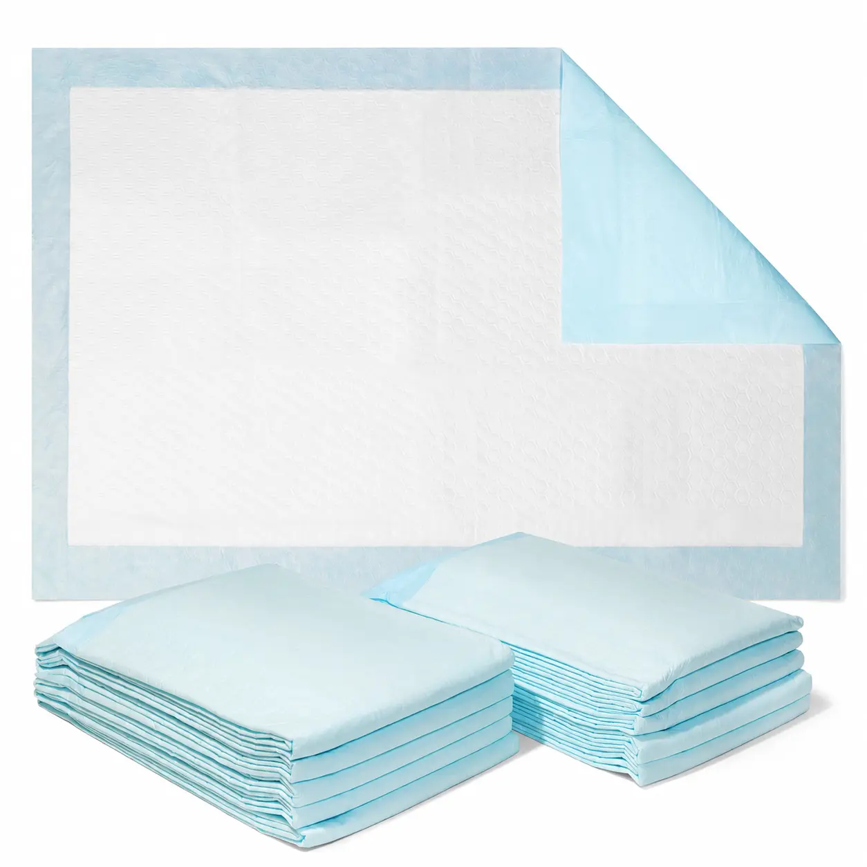 Wave Medical Products Disposable Bed Pads for Incontinence - 6-Layer Disposable Underpads, Fluff & Polymer Core, Embossed Surface for Pets, Adults, Bed Wetting Kids & Adults - USA-Made, 23"x36"
