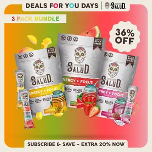 Salud 2-in-1 [Energy + Focus – Trio] Clean Energy Drink Mix, Agua Fresca, Organic Caffeine, B6 & B12, L-Theanine, Non-GMO, Gluten Free, Vegan, 1g Sugar (3-Pack, 45 Servings), Deals For You Days